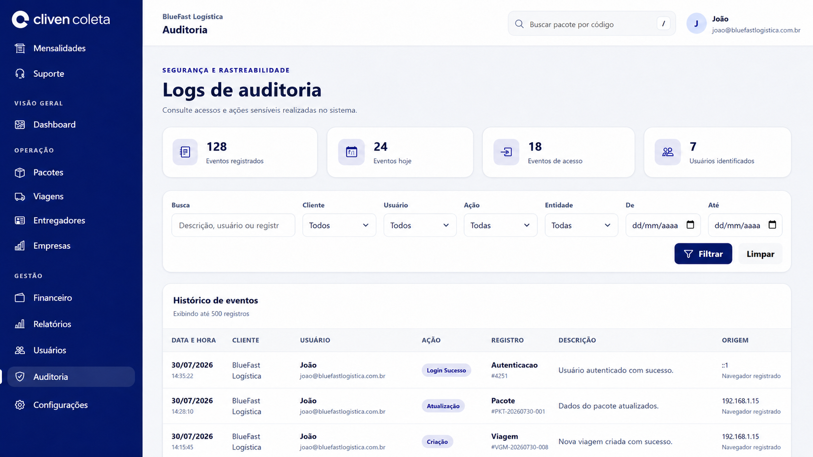 Miniatura da tela de auditoria